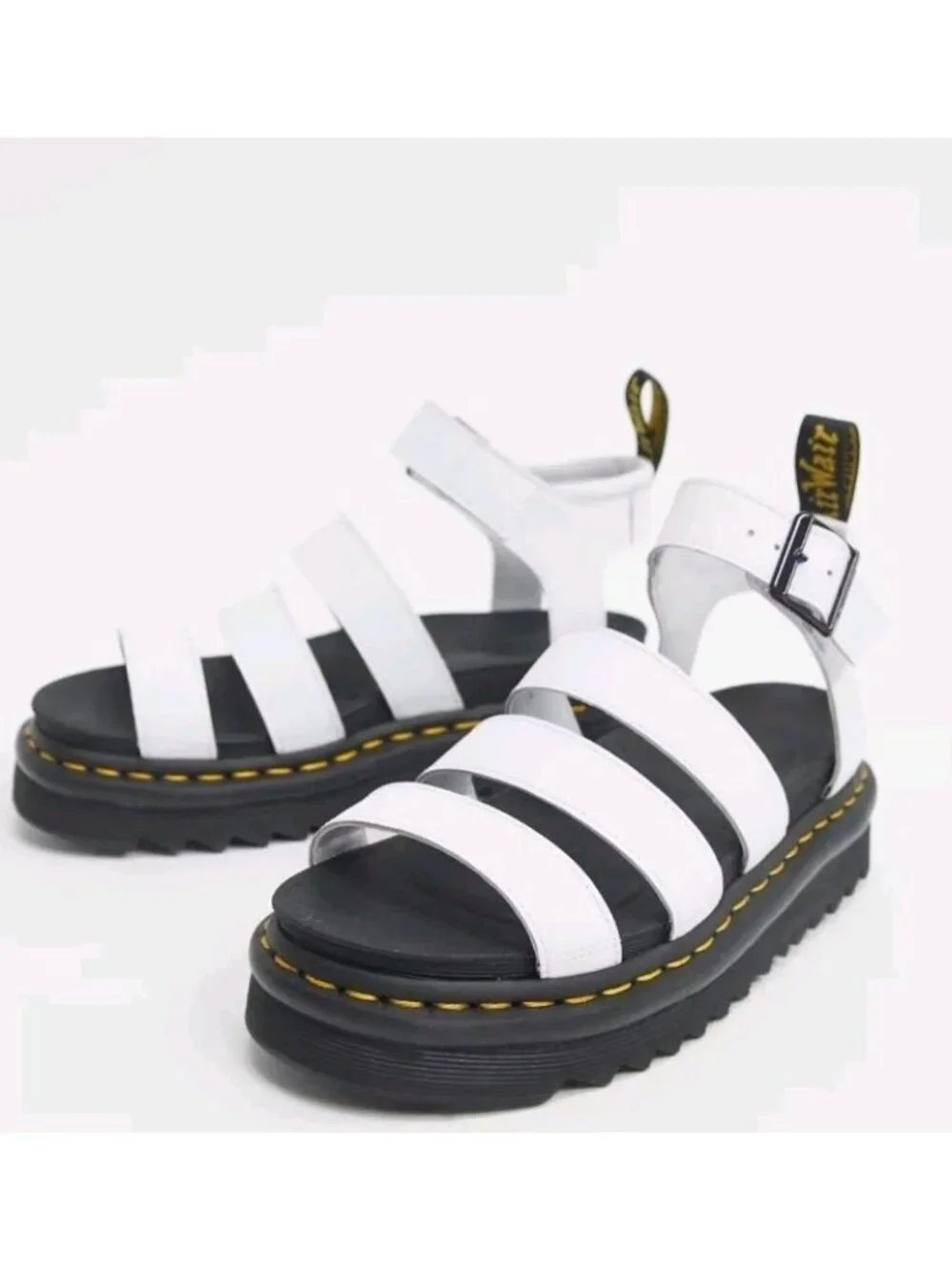 Dr Martens Blaire Women US Size 8 White Leather Sandal Gladiator Platform Chunky - Picture 6 of 11